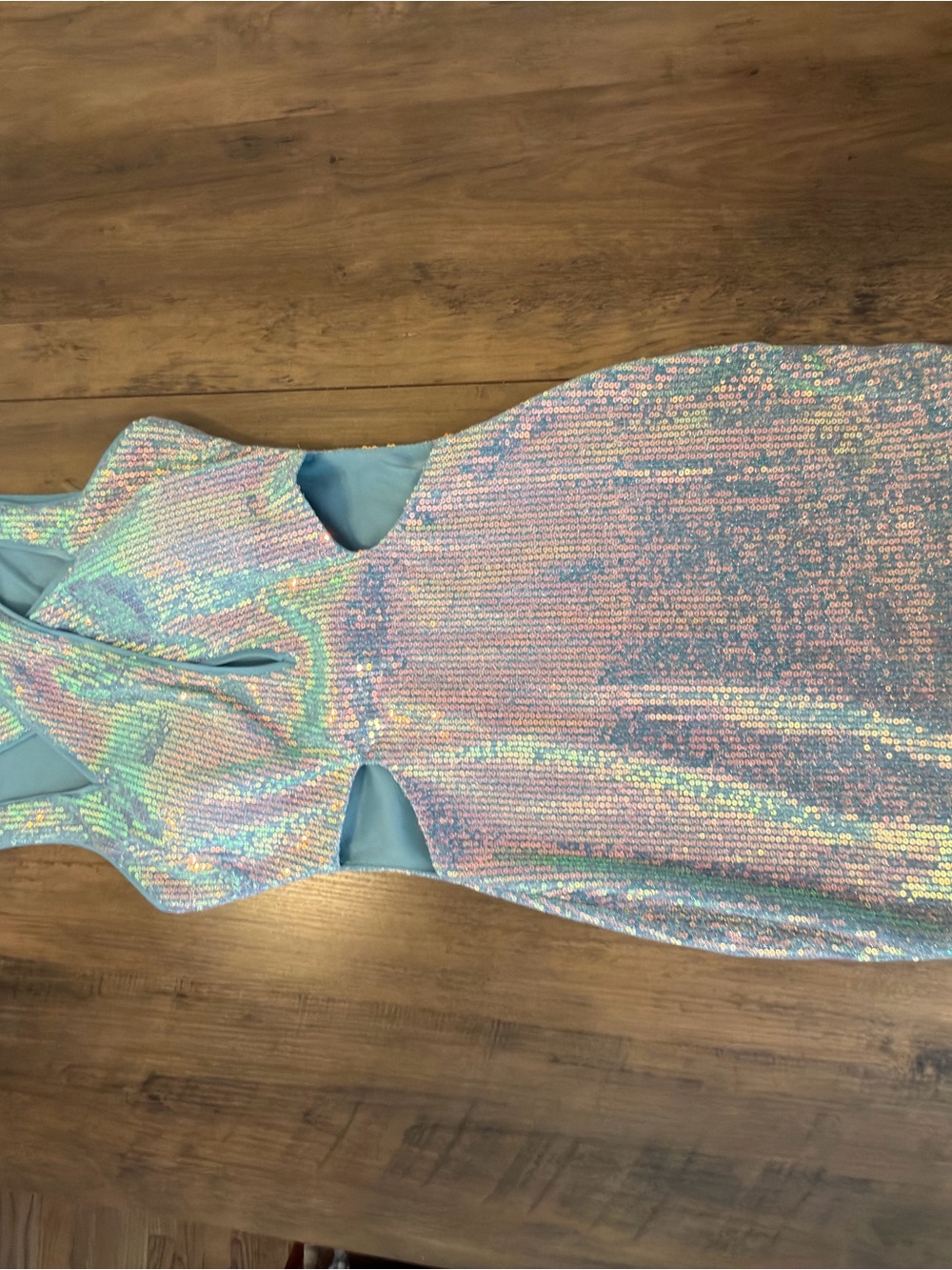 Iridescent Sequin Halter Dress - Blue